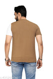 BeigeWhite colorblocked poly cotton round neck t-shirt for men, perfect for everyday wear and casual events. Made in India
