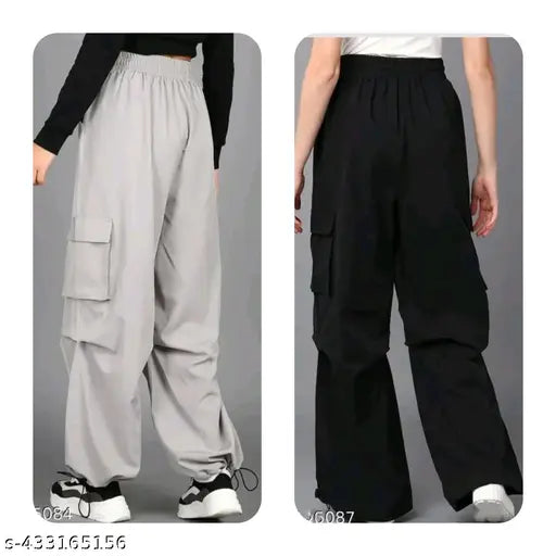 Solid cotton-lycra trousers for women, Urbane Fashionista style from India