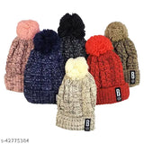 Navy wool beanie with fur interior and soft pompom - warm winter accessory by UPAREL