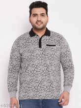 Grey cotton blend all-over printed Wild West men's long-sleeve t-shirt, plus size for men, stylish checkered design, full sleeve t-shirt for men, trendy party wear. 6XL (Chest Size: 59 in, Length Size: 33 in) - India