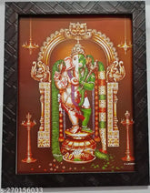 Synthetic resin, 9x12 inch Indian indoor art photo frame featuring half Ganesha half Anjaneya Maruti Hanuman, Half Hanuman Ganesh statue design