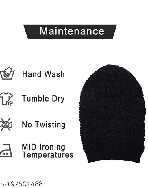 Soft, woolen slouchy beanie cap - Premium quality, keeps you warm in cold temperatures