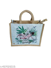 3D printed jute lunch bag, premium quality, checked pattern, eco-friendly Indian product