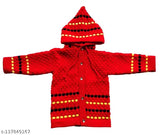 Woolen knitted front open sweater combo set for Baby Boy & Baby Girl with hood pyjamas and booties, self-design net pattern in warm tones