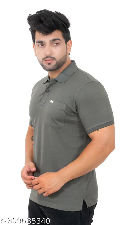 Breathable polycotton men's polo t-shirt, solid color, casual wear from Comeco