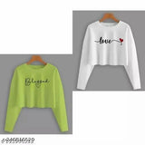 Stylander cotton blend printed crop tops (Style 5) - versatile women's combopack for casual outfits with denim and sneakers