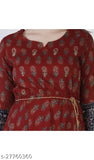 Red and maroon rayon printed combo Urban Kanya gown on hanger