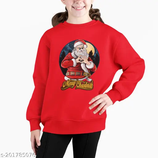 Christmas cotton blend long sleeve print sweatshirt for kids, festive holiday design