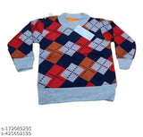 Semi wool kids sweater pack of 3, long sleeve printed net design in various sizes, India origin