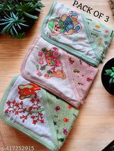 Soft cotton unisex newborn swaddle wraps, 3-pack in assorted cartoon prints. Ideal for AC rooms, gentle on skin