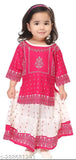Printed Rayon Baby Girls Kurta & Skirt Set for Casual, straight top and skirt with three-quarter sleeves, available in multiple sizes from 0-3 months to 2-3 years. Made in India