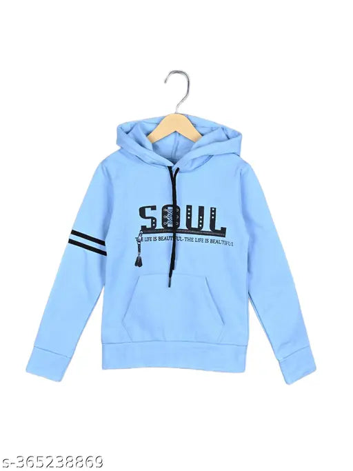 Kids cotton blend full sweatshirt set with printed net, includes hoodie and sweatpants, perfect for winter