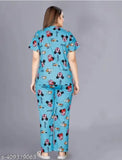 Attractive printed polycotton short sleeve nightwear for women - comfortable and stylish sleepwear in multiple sizes (S-XL), India origin