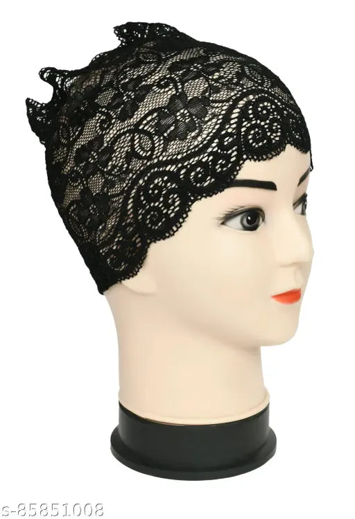 Black lycra skull cap, self-designed under hijab headscarf for women, suitable for various hijab styles, protects hair from exposure