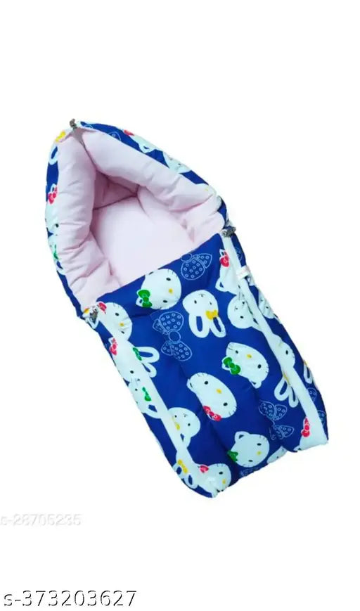 Stylish cotton sleeveless baby sleeping bag with printed net pattern - Indian design for 0-3 months