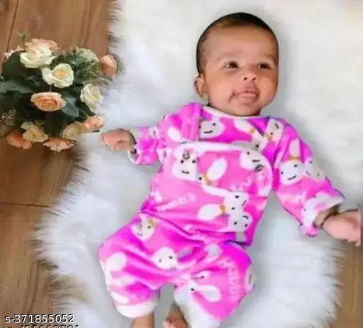 Woolen festive sweater pyjama for new born babies, printed with fun party patterns