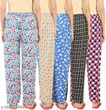 Acrylic printed pyjamas pack of 5 - vibrant Indian-origin above knee style for women