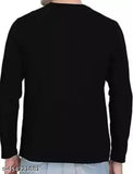 Men's black printed round neck full sleeve polyester T-Shirt, My Life Line M - single black full sleeve t-shirt for men, India origin