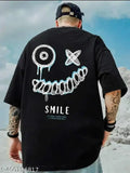 Men's white printed drop-shoulder sleeves pure cotton t-shirt, tailored fit for year-round versatility