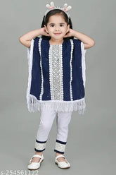 Chiffon kids kaftan set & kurta plazo, A-line, self-design, short sleeves. Indian ethnic wear for girls aged 12-24 months