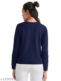 Blue bear print fleece long sleeve sweatshirt for women, stylish and trendy from eddlees