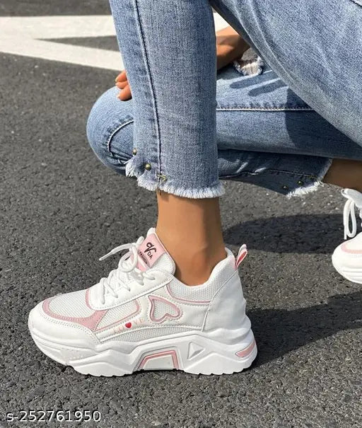 Kids girls mesh white casual shoes, synthetic sole with printed net design. Single pair in size N available from India