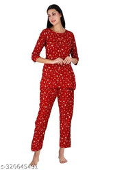 Women's rayon print nightgown set, colorful maxi nighty for comfort and style, Indian-made designer sleepwear for women