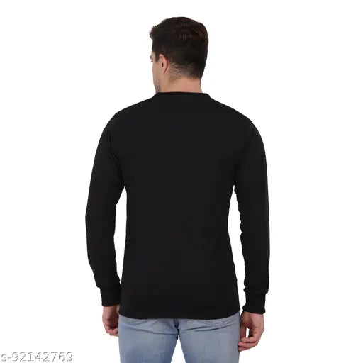 Men's solid cotton full sleeve t-shirt, comfortable & stretchable, pair with jeans or trousers