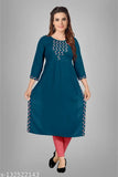 Denim Blue Embroidered Straight kurta, premium quality rayon fabric, printed combo, perfect fit stitching, Indian design
