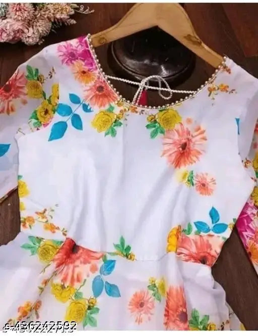 Denim printed net long-sleeve Myra Ravishing women's gown, vibrant and stylish fashion wear from India (N/S/M/L/XL/XXL sizes)