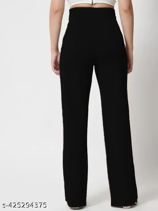 Cotton blend high-rise bellbottom trousers, 2-piece linen set for women - casual and lightweight, ideal for summer gatherings. Made in India