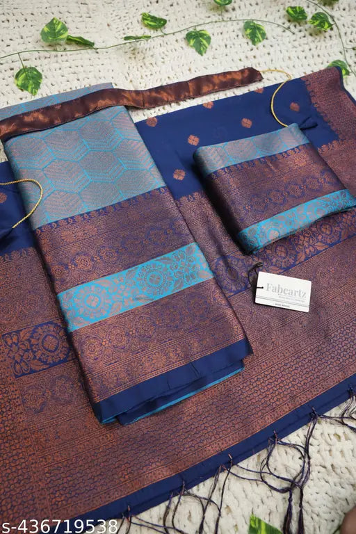 Unstitched Art Silk half saree with woven design & Zari work, perfect for women's traditional wear