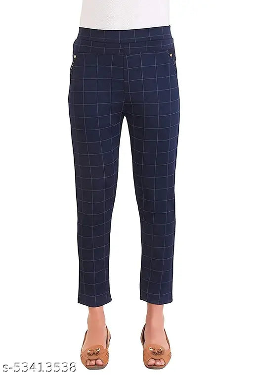 Cotton blend checked jeggings combo in slim fit for women, great for casual outfits. Indian-made." (125 characters)