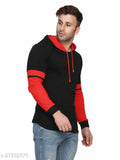 Cotton blend colorblocked full sleeve hoodie for men, rich bio-dyed Slowloris design from India