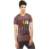 Brown hosiery men's printed t-shirt (S), half sleeve round neck design for fashionable casual wear