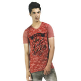 Orange hosiery men's printed t-shirt (S), half sleeve round neck design for casual wear