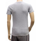Grey cotton v-neck half sleeve men's printed t-shirt (XS) - clothing for men on hanger