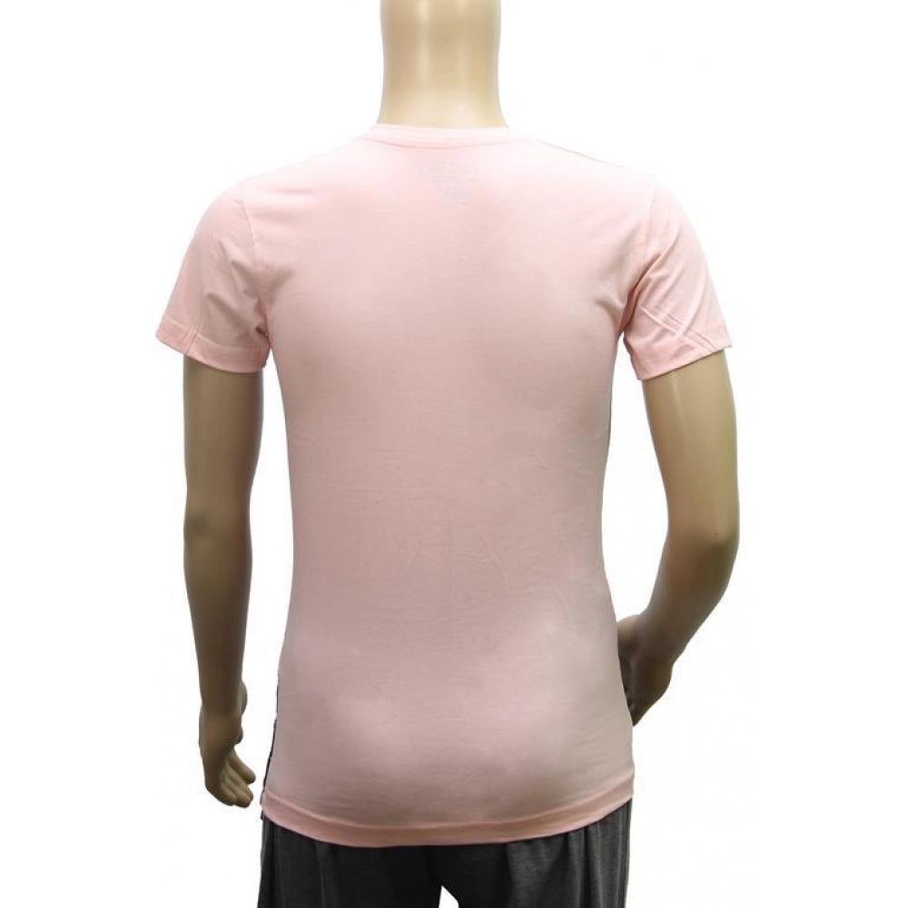 Light Pink cotton V-neck half sleeve men's t-shirt (XS), stylish printed design for casual wear