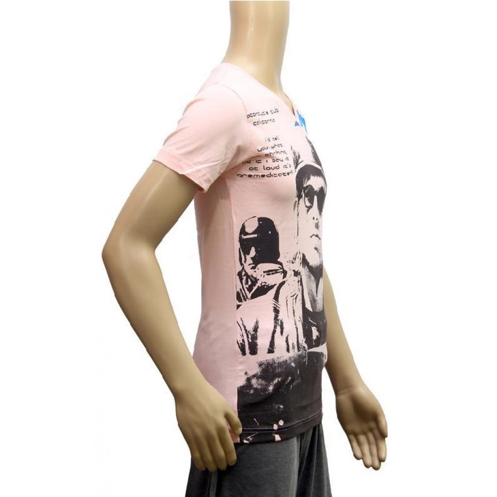 Light pink cotton V-neck men's half sleeve t-shirt (XS) - mens casual apparel