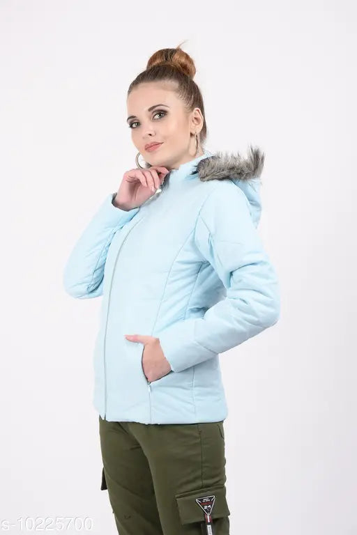 Blushh Collection women's long-sleeved quilted PU hooded jacket, pack of 1, size XXS (30in bust, 24in length)