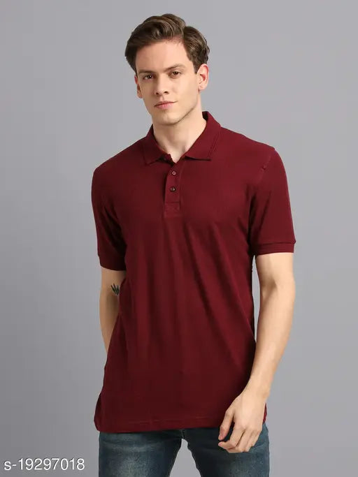 UrGear Men's Solid Polo Maroon Tshirts