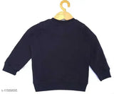 Black cotton blend girls sweatshirt & hoodie - embroidered net pattern, 2-3 years size