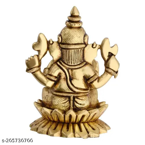 Brass Kamal Ganesh Ji statue, 3" tall, exquisite decorative showpiece for home or office