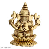 Brass Kamal Ganesh Ji statue, 3" tall, exquisite decorative showpiece for home or office