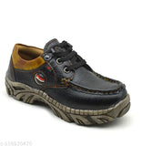 Textured synthetic leather boys casual shoes, lace-up with rubber sole, ideal for playtime outfits (size: 2-2.5 years)