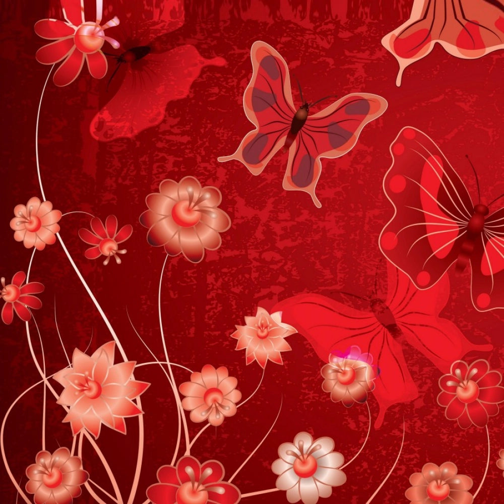 Redish butterfly and flower wallpaper mobile case, high-quality protection for all phones, lightweight design with perfectly shaped holes