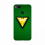 Yellowish triangle logo mobile case with green background, high-quality protection for all phones. Lightweight design with precise holes for access. 100% brand new
