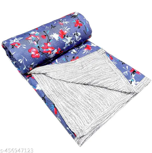 White & grey cotton blend reversible AC comforter for winter, double size bed