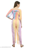 Chic georgette printed net jumpsuit, trendy and versatile for casual or evening wear by Indian designers