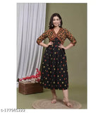 Rayon printed anarkali gown kurta, three-quarter sleeves, ethnic wear for women, trendy and stylish, Indian origin
